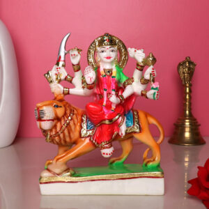 Goddess Maa Durga Idol Showpiece for Home Decor (Red) Marble – 7 Inch
