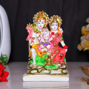 Shiv Parivar Idol Showpiece for Home Decor (Golden Foil) Marble – 6 Inch