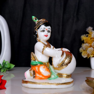 Makhan Chor Idol Showpiece for Home Decor (Golden Foil) Marble – 7 Inch