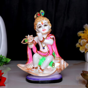 Bal Krishna Idol Showpiece for Home Decor (Golden Foil) Marble – 8 Inch