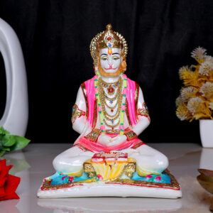 Lord Hanuman Idol Showpiece for Home Decor (Golden Foil) Marble – 7.5 Inch