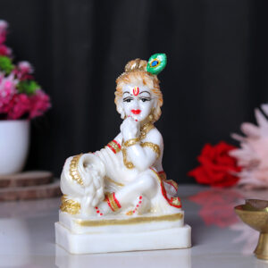 Makhan Chor Idol Showpiece for Home Decor (Golden Foil) Marble – 6 Inch