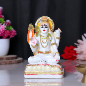 Lord Shiva Idol Showpiece for Home Decor (Golden Foil) Marble – 6 Inch
