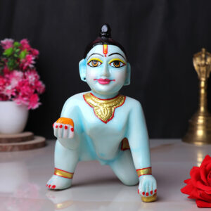 Laddu Gopal Krishna Idol Showpiece for Home Decor (Blue) Marble - 7 Inch