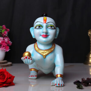 Laddu Gopal Krishna Idol Showpiece for Home Decor (Blue) Marble - 8 Inch