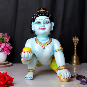 Laddu Gopal Krishna Idol Showpiece for Home Decor (Blue) Marble - 12 Inch