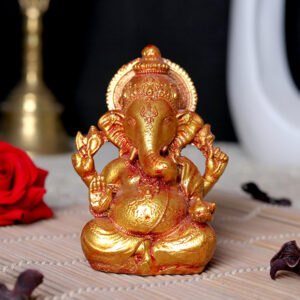 Lord Ganesha Idol Showpiece Especially for Car Dashboard (Golden) Polyresin - 3 Inch