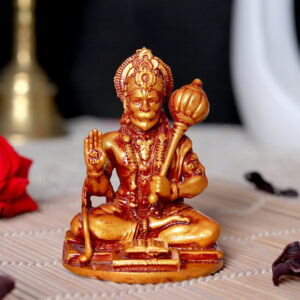 Lord Hanuman Idol Showpiece Especially for Car Dashboard (Golden) Polyresin - 3 Inch