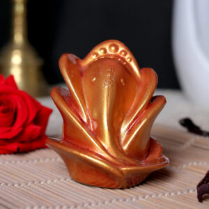 Rose Ganesha Showpiece Especially for Car Dashboard (Red & Golden) Polyresin - 3 Inch
