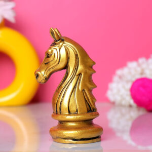 Chess Horse Showpiece for Home Decor (Silver) Polyresin - 4 Inch