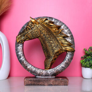 Antique Horse Face Showpiece for Home Decor (Polyresin) - 12 Inch