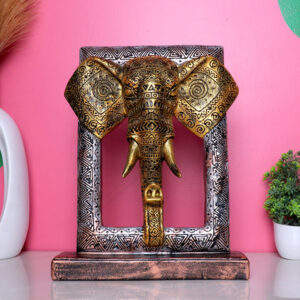 Antique Elephant Face Showpiece for Home Decor (Polyresin) - 7.5 Inch