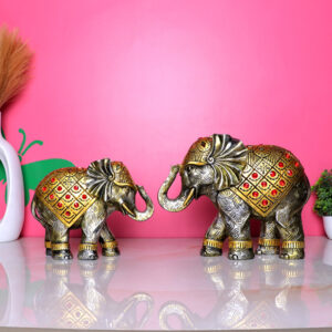 Antique Elephant Set Showpiece for Home Decor (Set of 2) - 12 Inch