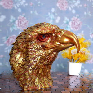 Eagle Face Showpiece for Home Decor (Golden) Polyresin – 8.5 Inch