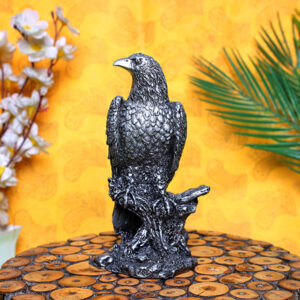 Mighty Eagle Showpiece for Home Decor (Silver) Polyresin – 8 Inch
