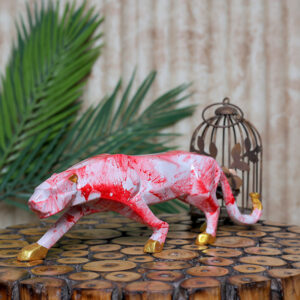 Jaguar Showpiece for Home Decor (Red & White) Polyresin – 3 Inch