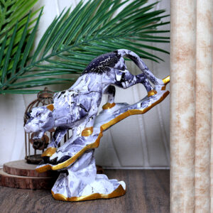 Tree Jaguar Showpiece for Home Decor (Grey & White) Polyresin – 8 Inch