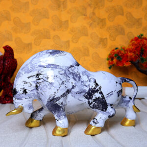 Bull Showpiece for Home Decor (Marble Texture) Marble - 7 Inch