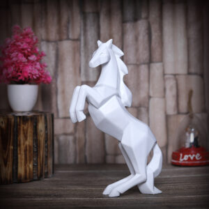 Hand Lifting Horse Showpiece for Home Decor (White) Polyresin – 10.5 Inch