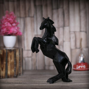 Hand Lifting Horse Showpiece for Home Decor (Black) Polyresin – 10.5 Inch