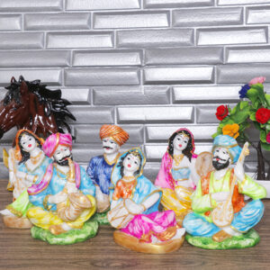 Traditional Rajasthani Musician Showpiece for Home Decor, Set of 6 (no.3) Marble – 6 Inch