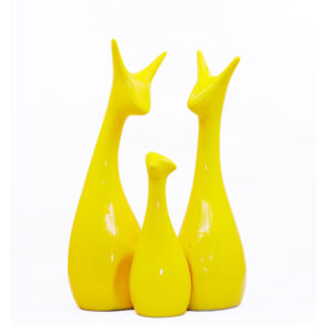 Lucky Deer Family Showpiece Set of 3 for Home Decor (Yellow) Polyresin – 10 Inch