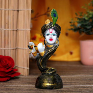Flute Krishna Idol Showpiece for Home Decor (Black) Marble – 7 Inch