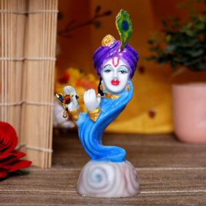 Krishna Idol Showpiece for Home Decor (Purple & Blue) Marble – 7 Inch