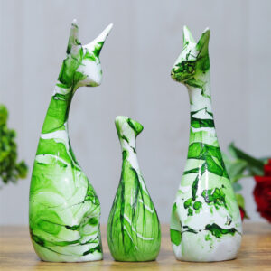 Lucky Deer Family Showpiece for Home Decor, Set of 3 (Green) Polyresin – 10 Inch
