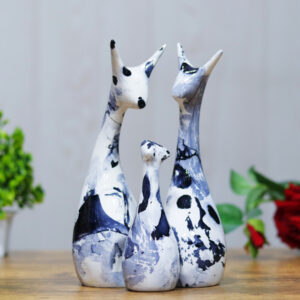 Lucky Deer Family Showpiece for Home Decor, Set of 3 (Marble Texture) Polyresin – 10 Inch