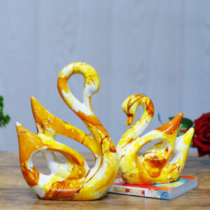 Lucky Swan Couple Showpiece for Home Decor (Mustard) Polyresin – 10 Inch