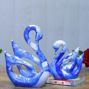 Lucky Swan Couple Showpiece for Home Decor (Blue) Polyresin – 10 Inch