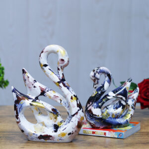Lucky Swan Couple Showpiece for Home Decor (Multicolor) Polyresin – 10 Inch