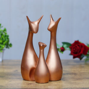 Lucky Deer Family Showpiece Set of 3 for Home Decor (Copper) Polyresin – 10 Inch