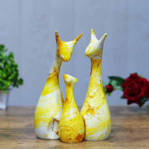 Lucky Deer Family Showpiece Set of 3 for Home Decor (Mustard) Polyresin – 10 Inch