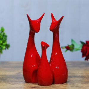 Lucky Deer Family Showpiece Set of 3 for Home Decor (Silver) Polyresin – 10 Inch
