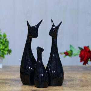 Lucky Deer Family Showpiece Set of 3 for Home Decor (Silver) Polyresin – 10 Inch