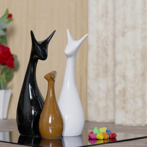 Lucky Deer Family Showpiece for Home Decor, Set of 3 (Multicolor) Polyresin – 10 Inch