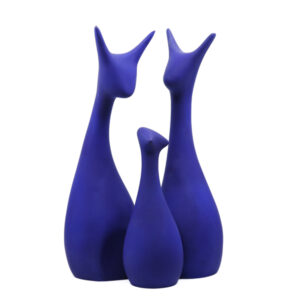 Lucky Deer Family Showpiece Set of 3 for Home Decor (Navy Blue) Polyresin – 10 Inch