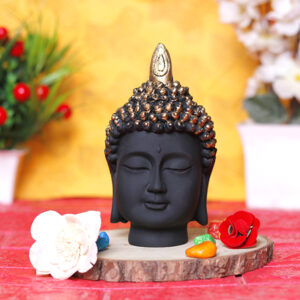 Buddha Face Idol Showpiece for Home Decor (Black) Polyresin – 7 Inch
