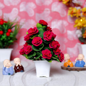 Red Rose Artificial Plant Showpiece for Home Decor (Plastic) – 8 Inch