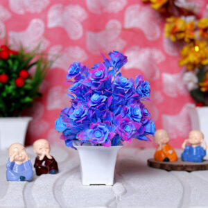 Purple Flower Artificial Plant Showpiece for Home Decor (Plastic) – 8 Inch