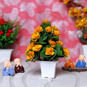 Yellow Rose Artificial Plant Showpiece for Home Decor (Plastic) – 8 Inch