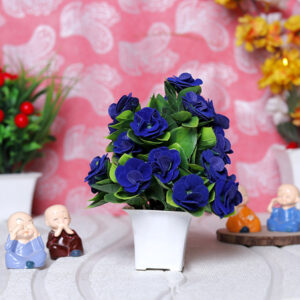 Blue Rose Artificial Plant Showpiece for Home Decor (Plastic) – 7 Inch