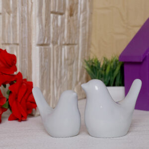 Creative Love Birds Showpiece for Home Decor (Light Grey) Polyresin – 3.5 Inch