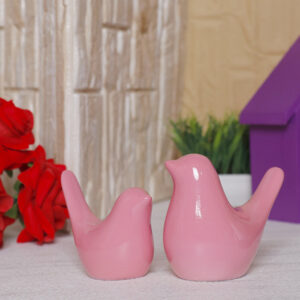 Creative Love Birds Showpiece for Home Decor (Light Pink) Polyresin – 3.5 Inch