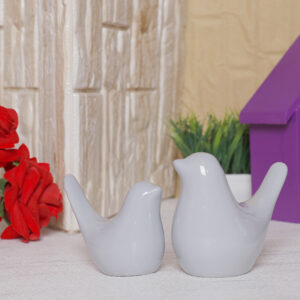 Creative Love Birds Showpiece for Home Decor (Grey) Polyresin – 3.5 Inch