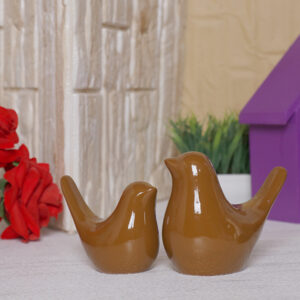 Creative Love Birds Showpiece for Home Decor (Brown) Polyresin – 3.5 Inch