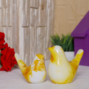 Creative Love Birds Showpiece for Home Decor (Red & White) Polyresin – 3.5 Inch