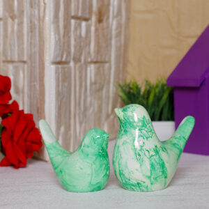Creative Love Birds Showpiece for Home Decor (Green & White) Polyresin – 3.5 Inch